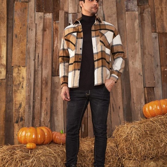 Plaid Pocket Patched Overcoat Shacket - Picture 5 of 9